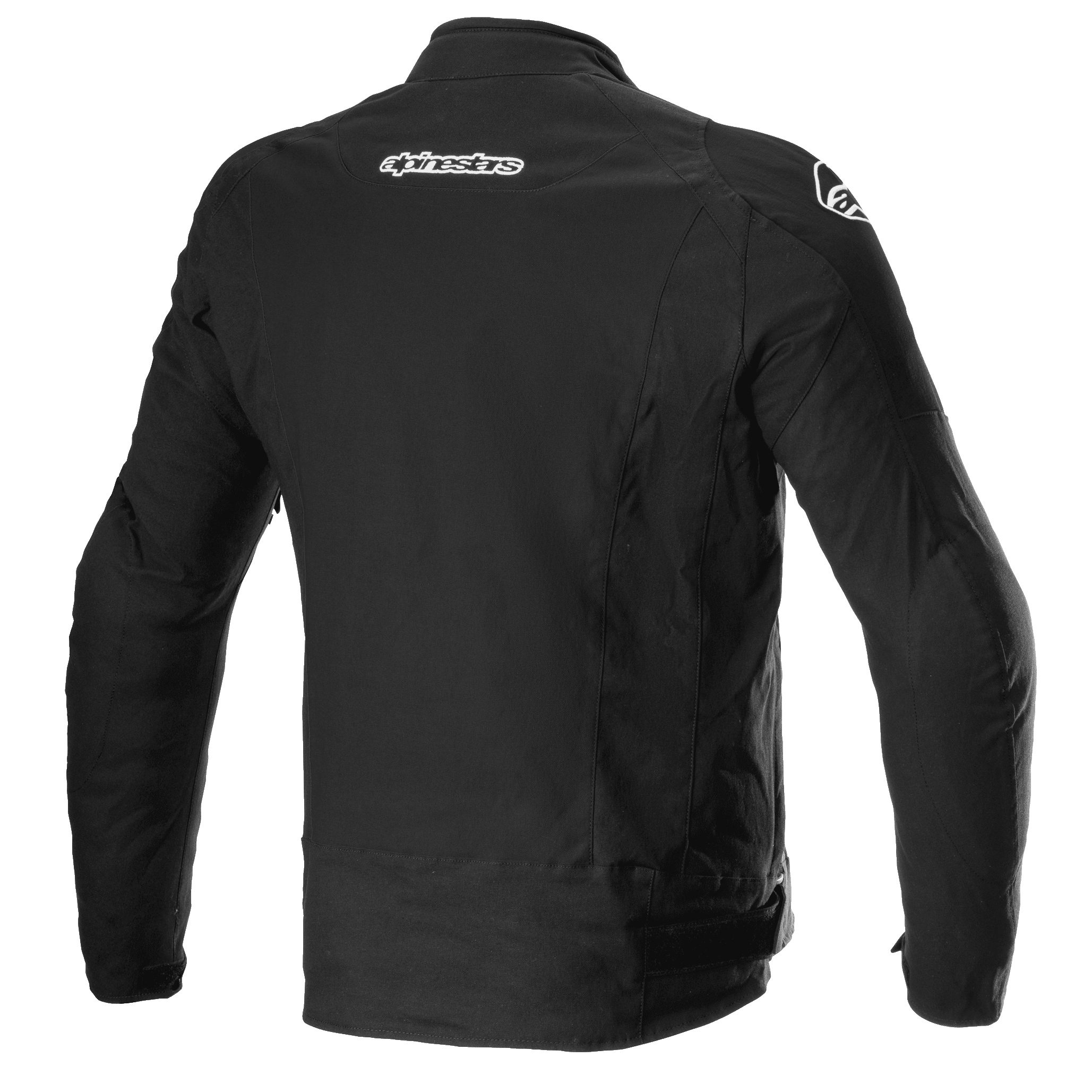 Alpinestars T-GP Force Jacket, giacca da moto in tessuto, nero, vista posteriore con marchio Alpinestars sulla parte superiore della schiena e sulle spalle, design sportivo e sagomato