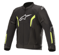 Alpinestars AST V2 Air Jacket, giacca da moto in rete, nero e giallo fluo, logo Astars bianco sul petto, ampi pannelli in rete per la ventilazione, accenti giallo fluorescente su maniche e petto, e cinghie regolabili sulle braccia per una vestibilità sportiva e protettiva