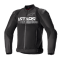 Alpinestars SMX Air Jacket, giacca da moto in tessuto nero, caratterizzata da pannelli di ventilazione in mesh, vistoso marchio ASTARS bianco sul petto, slider esterni per le spalle DFS Lite e chiusura frontale con zip in un design racing aderente.