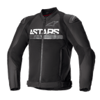 Alpinestars SMX Air Jacket, giacca da moto in tessuto nero, caratterizzata da pannelli di ventilazione in mesh, vistoso marchio ASTARS bianco sul petto, slider esterni per le spalle DFS Lite e chiusura frontale con zip in un design racing aderente.