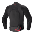 Giacca Alpinestars SMX Air, vista posteriore, nero con accenti rosso brillante, pannello posteriore in rete ventilata, branding Tech-Air Ready sulla parte superiore della schiena, logo Alpinestars rosso sulla parte inferiore della schiena, giacca da moto sportiva.