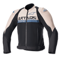 Alpinestars SMX Air Jacket, giacca da moto sportiva, marrone chiaro e nero con accenti blu sodalite, pannelli di ventilazione in mesh, logo ASTARS sul petto, chiusura frontale con zip, cinghie regolabili in vita, cursori protettivi sulle spalle