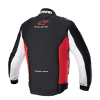 Giacca Monza Sport, giacca da moto in tessuto da uomo, vista posteriore che mostra la combinazione di colori nero, rosso brillante e bianco con dettagli del marchio