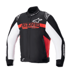 Giacca Monza Sport Alpinestars, giacca da moto sportiva da uomo in nero, rosso brillante e bianco, con tessuto tecnico e protezione certificata CE