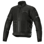 Alpinestars Crosshill Air Waterproof Jacket, giacca da moto touring, nera, con ampi pannelli di ventilazione in mesh, cinghie regolabili su braccia e vita, inserti riflettenti, colletto alto e robusta struttura in tessuto con dettagli d'ispirazione militare