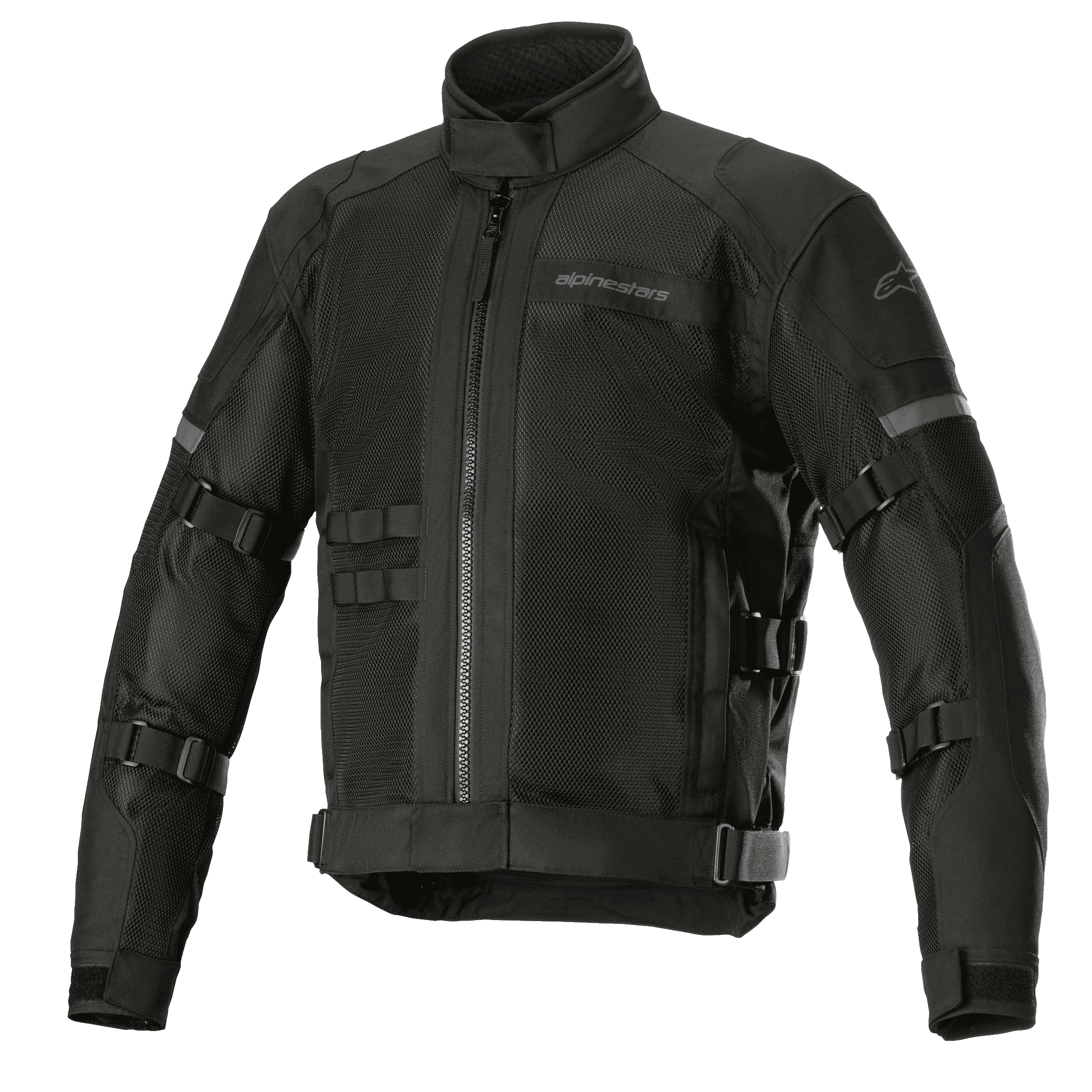Alpinestars Crosshill Air Waterproof Jacket, giacca da moto touring, nera, con ampi pannelli di ventilazione in mesh, cinghie regolabili su braccia e vita, inserti riflettenti, colletto alto e robusta struttura in tessuto con dettagli d'ispirazione militare