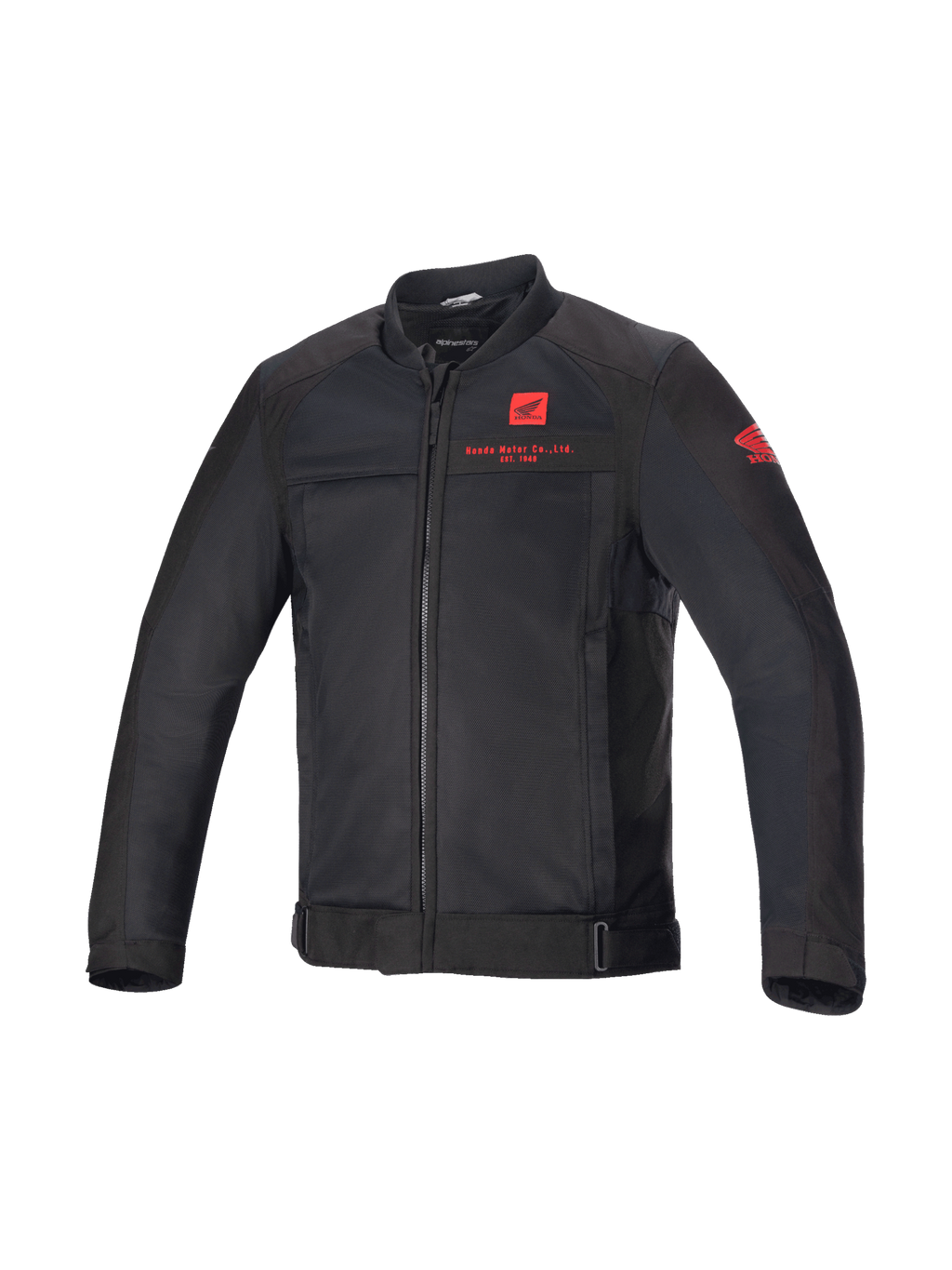 Alpinestars Giacca Honda Luc V2 Air, giacca da moto urban da uomo, nero e rosso, tessuto mesh ventilato, stile bomber con logo Honda, certificata CE