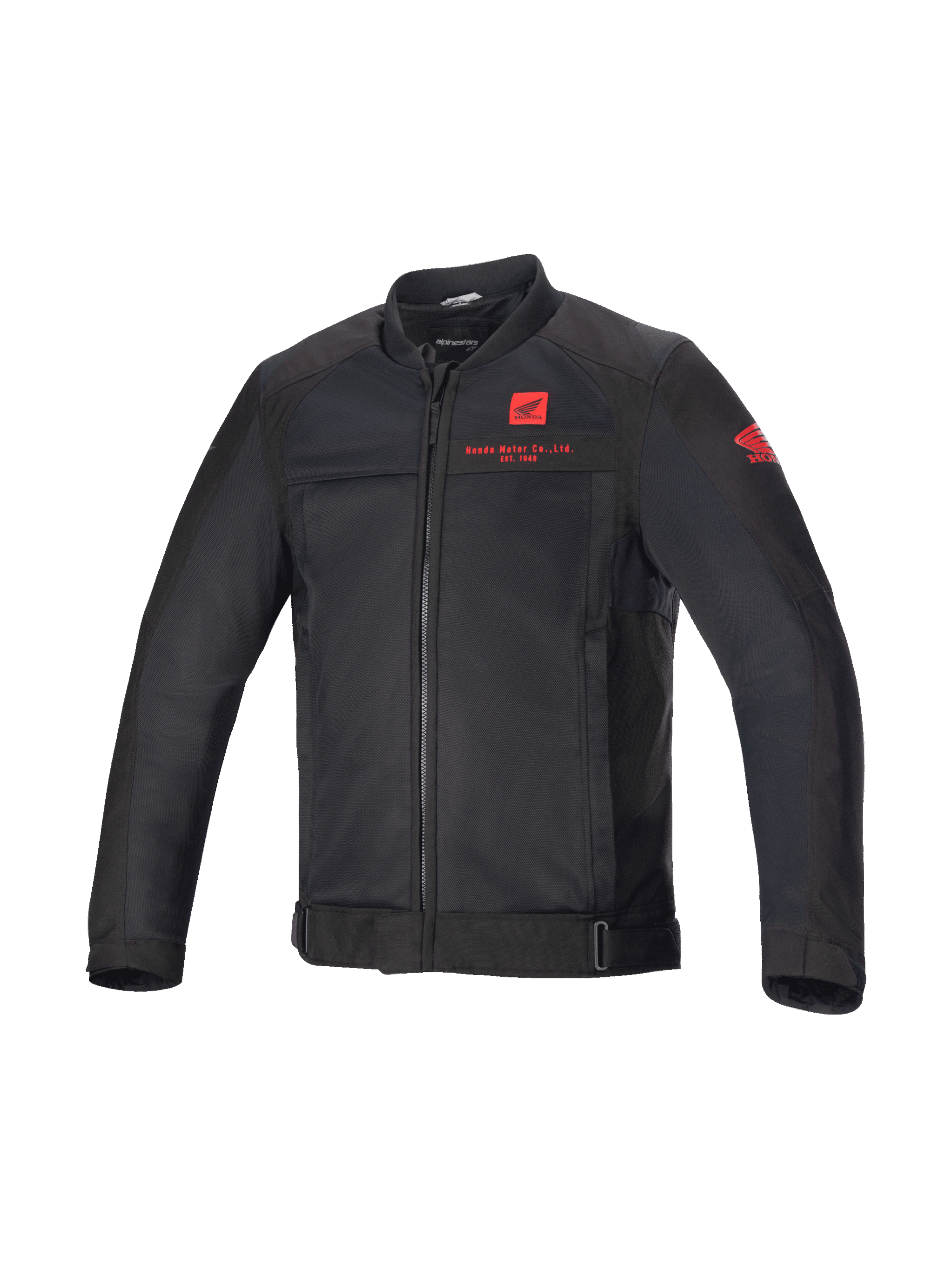 Alpinestars Giacca Honda Luc V2 Air, giacca da moto urban da uomo, nero e rosso, tessuto mesh ventilato, stile bomber con logo Honda, certificata CE