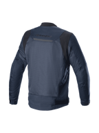 Alpinestars Giacca Luc V2 Air, giacca da moto urban da uomo, blu marina e nero, vista posteriore con ampi inserti in rete ventilata e dettaglio riflettente, compatibile con sistema airbag Tech-Air, certificata CE