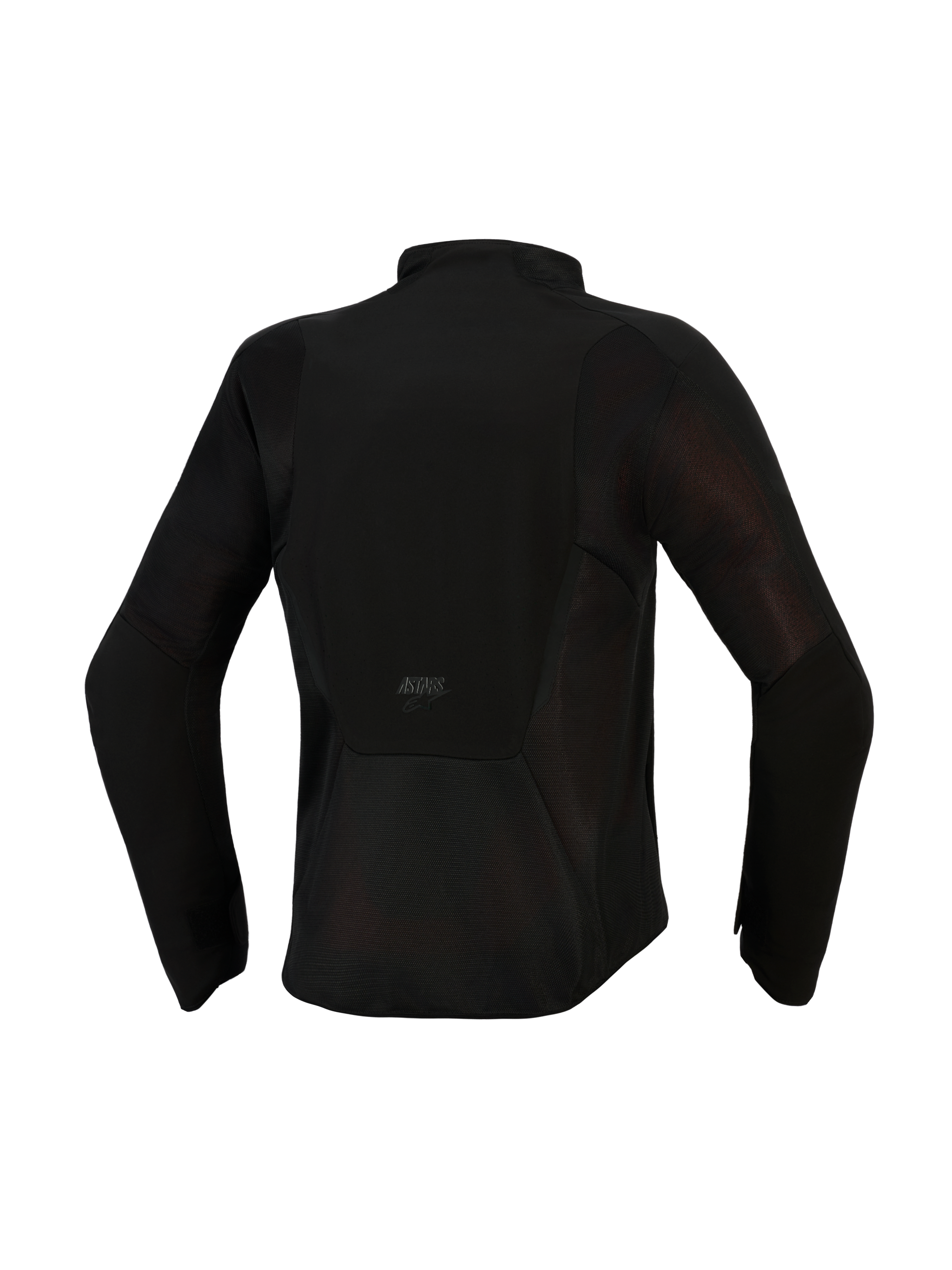 Alpinestars Stella Aeroshell Airflow Jacket, giacca da moto da donna, nero antracite, vista posteriore con ampi pannelli di ventilazione in mesh, telaio in softshell traforato al laser e logo ASTARS sulla parte inferiore della schiena