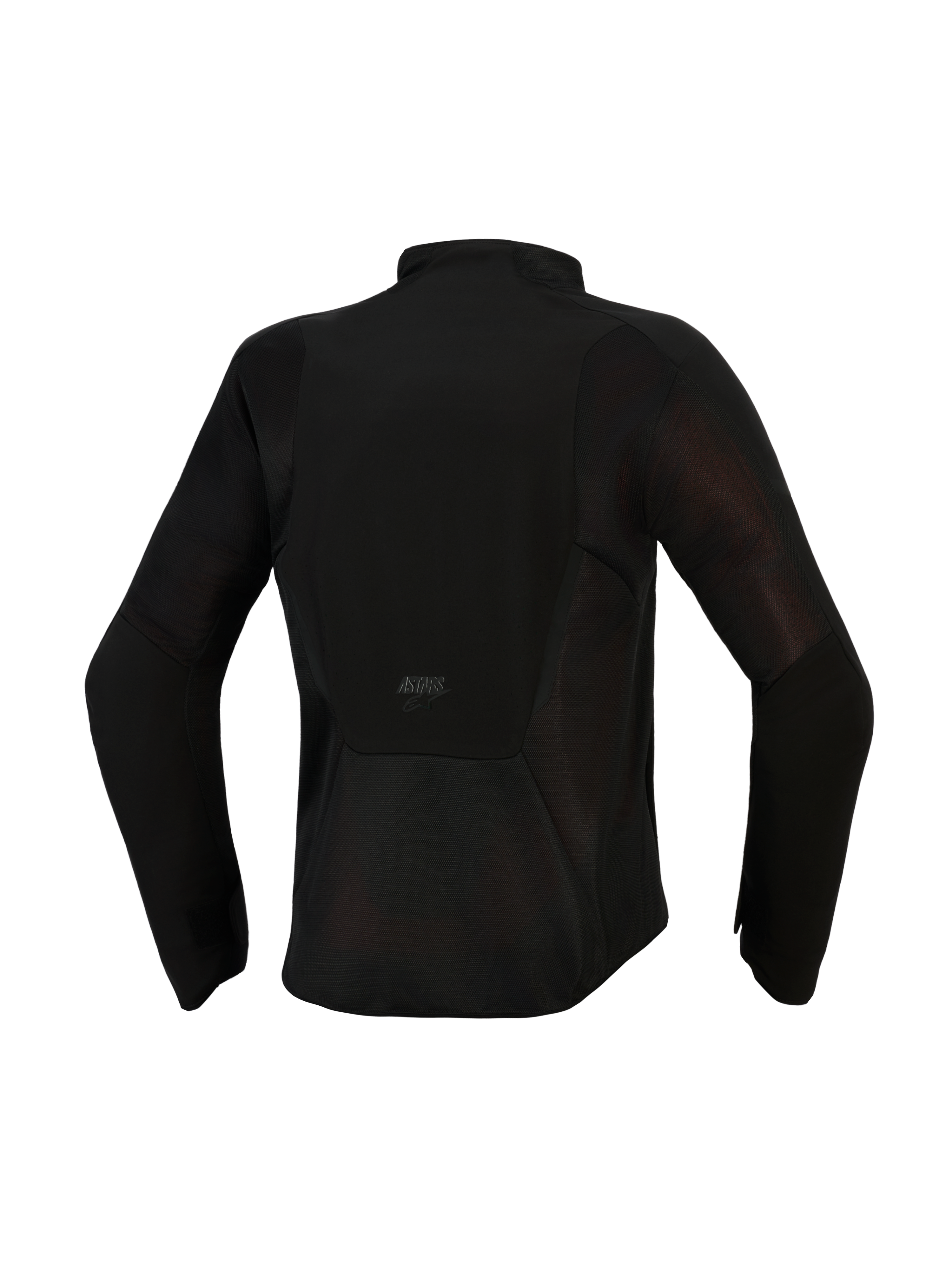 Alpinestars Stella Aeroshell Airflow Jacket, giacca da moto da donna, nero antracite, vista posteriore con ampi pannelli di ventilazione in mesh, telaio in softshell traforato al laser e logo ASTARS sulla parte inferiore della schiena