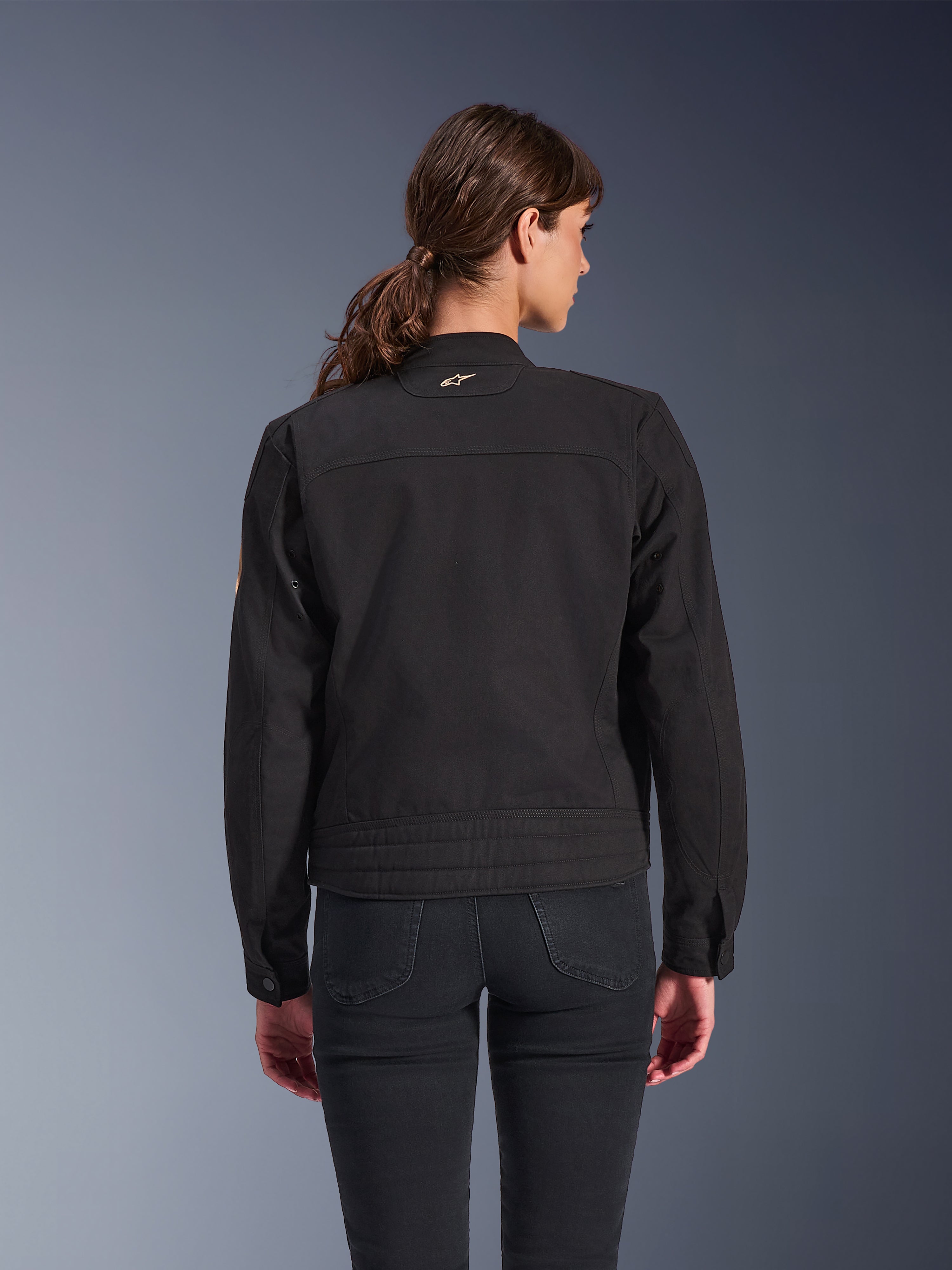 Giacca Alpinestars Stella Grace Donna, nera, vista posteriore, giacca da moto urbana con estetica workwear classica, costruzione in twill di policotone, abbinata a jeans neri