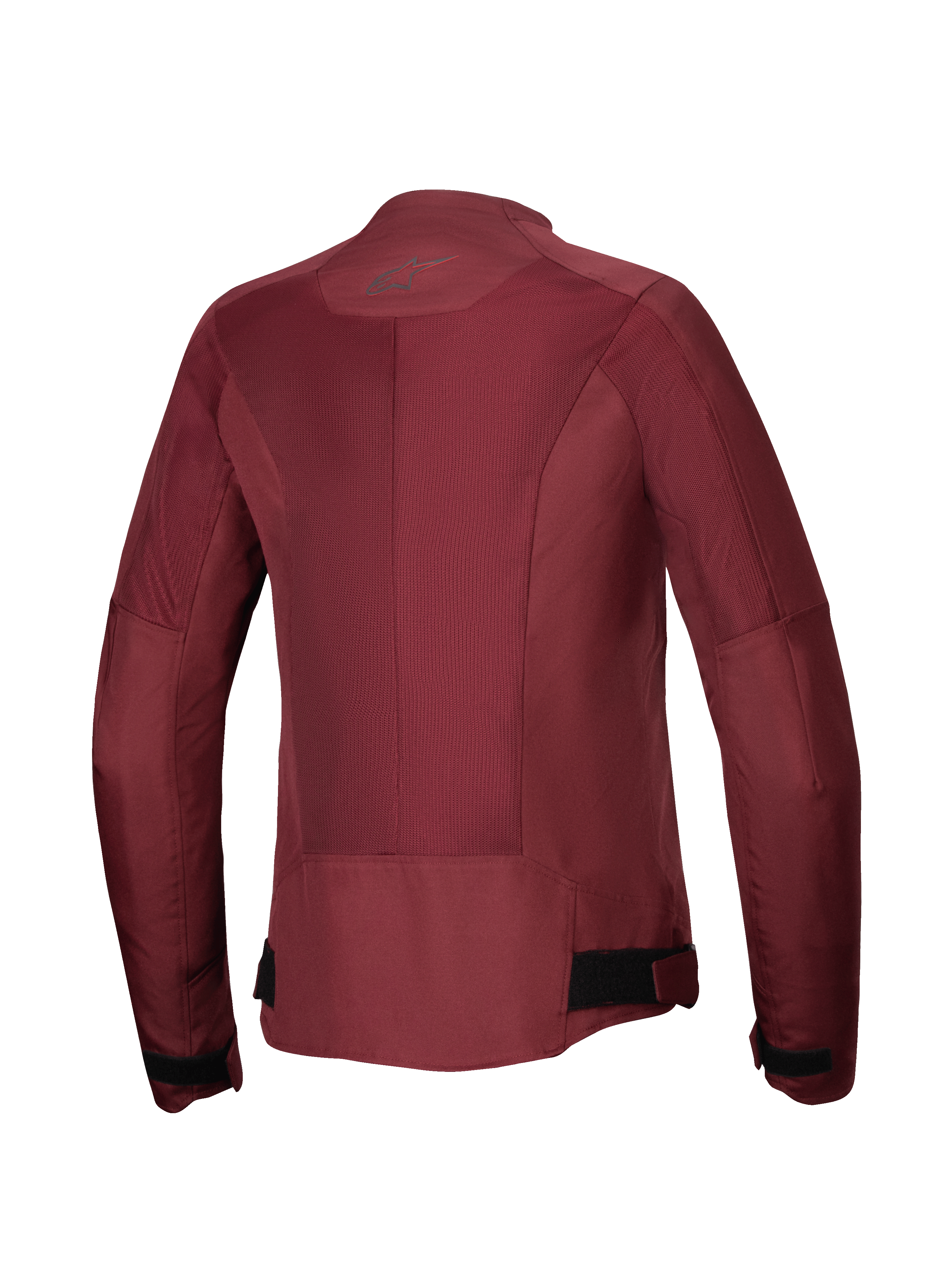 Alpinestars Stella C-1 Air Jacket, giacca da moto da donna, Burgundy, vista posteriore con ampi pannelli in rete tecnica per la ventilazione, logo riflettente sul collo e regolatori in vita, abbigliamento da moto urbano
