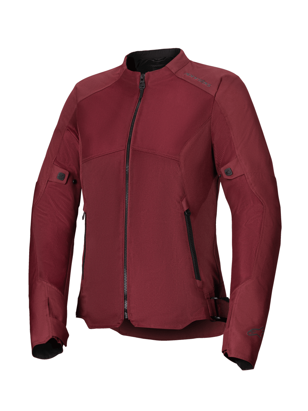 Alpinestars Stella C-1 Air Jacket da donna, giacca da moto bordeaux, con ampi pannelli in rete tecnica per la ventilazione, cerniera centrale nera, tasche frontali con zip e regolazioni su vita e maniche, progettata per la guida urbana.