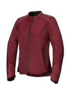 Alpinestars Stella C-1 Air Jacket da donna, giacca da moto bordeaux, con ampi pannelli in rete tecnica per la ventilazione, cerniera centrale nera, tasche frontali con zip e regolazioni su vita e maniche, progettata per la guida urbana.