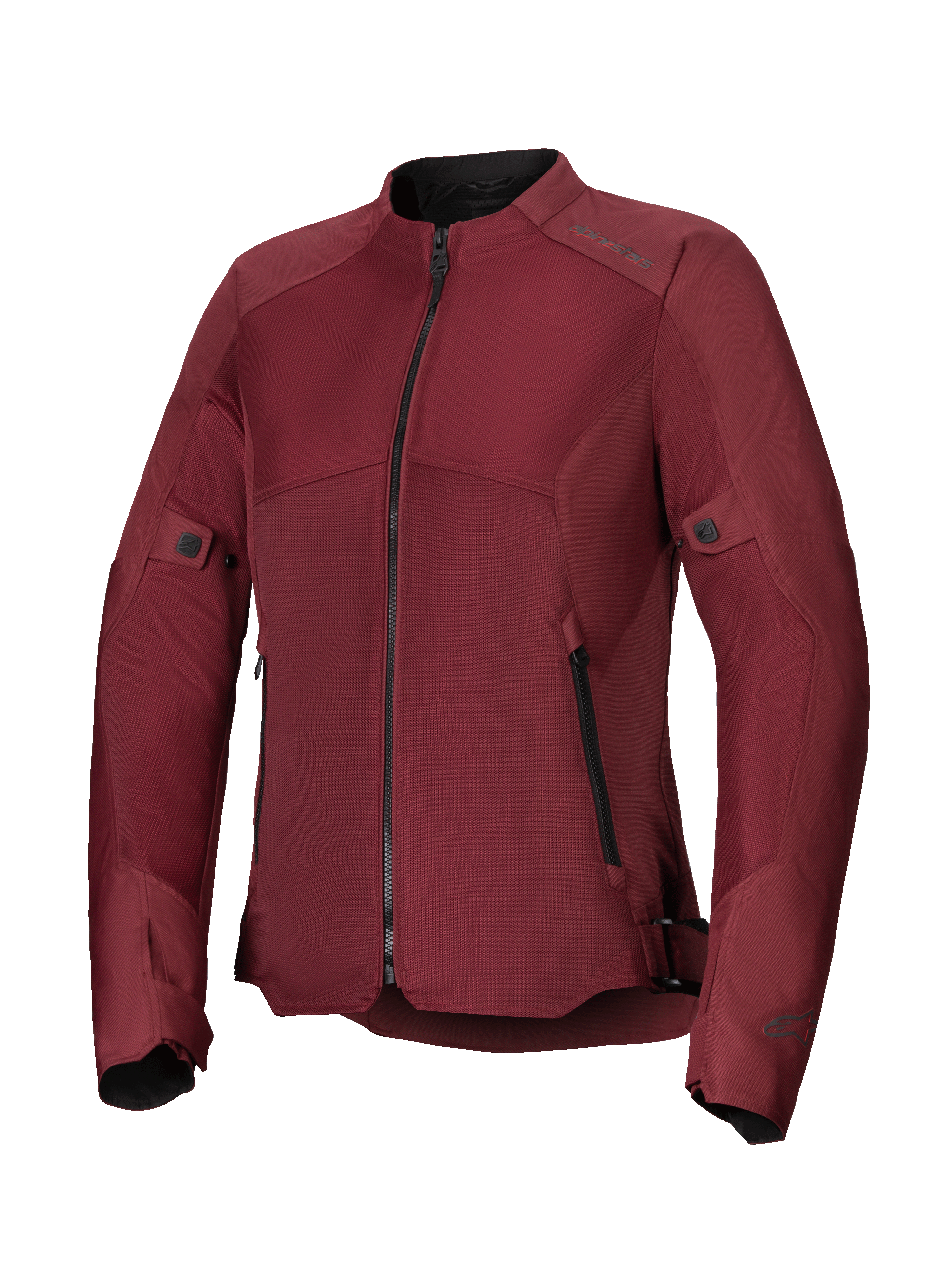 Alpinestars Stella C-1 Air Jacket da donna, giacca da moto bordeaux, con ampi pannelli in rete tecnica per la ventilazione, cerniera centrale nera, tasche frontali con zip e regolazioni su vita e maniche, progettata per la guida urbana.