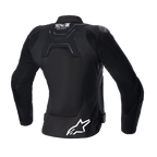 Giacca Alpinestars Stella SMX Air da donna, vista posteriore, nero, con pannelli posteriori in rete per la ventilazione, marchio Tech-Air Ready sulla parte superiore della schiena, logo Alpinestars a stella bianco sulla parte inferiore della schiena, cinghie di regolazione in vita, giacca da moto sportiva da strada in tessuto