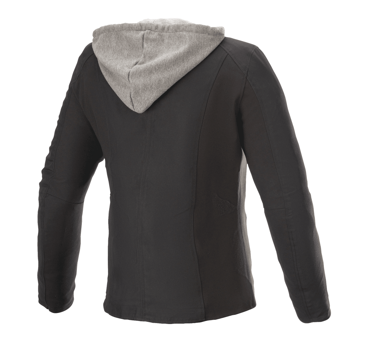 Alpinestars Bond Women's Jacket, giacca da moto urbana, nero con cappuccio in pile grigio, vista posteriore, taglio sportivo con finitura in tessuto cerato