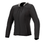 Alpinestars Bond Women's Jacket, giacca moto urbana da donna, nera con cappuccio grigio, zip frontale, maniche lunghe con zip ai polsi, vestibilità sagomata, tessuto cerato liscio