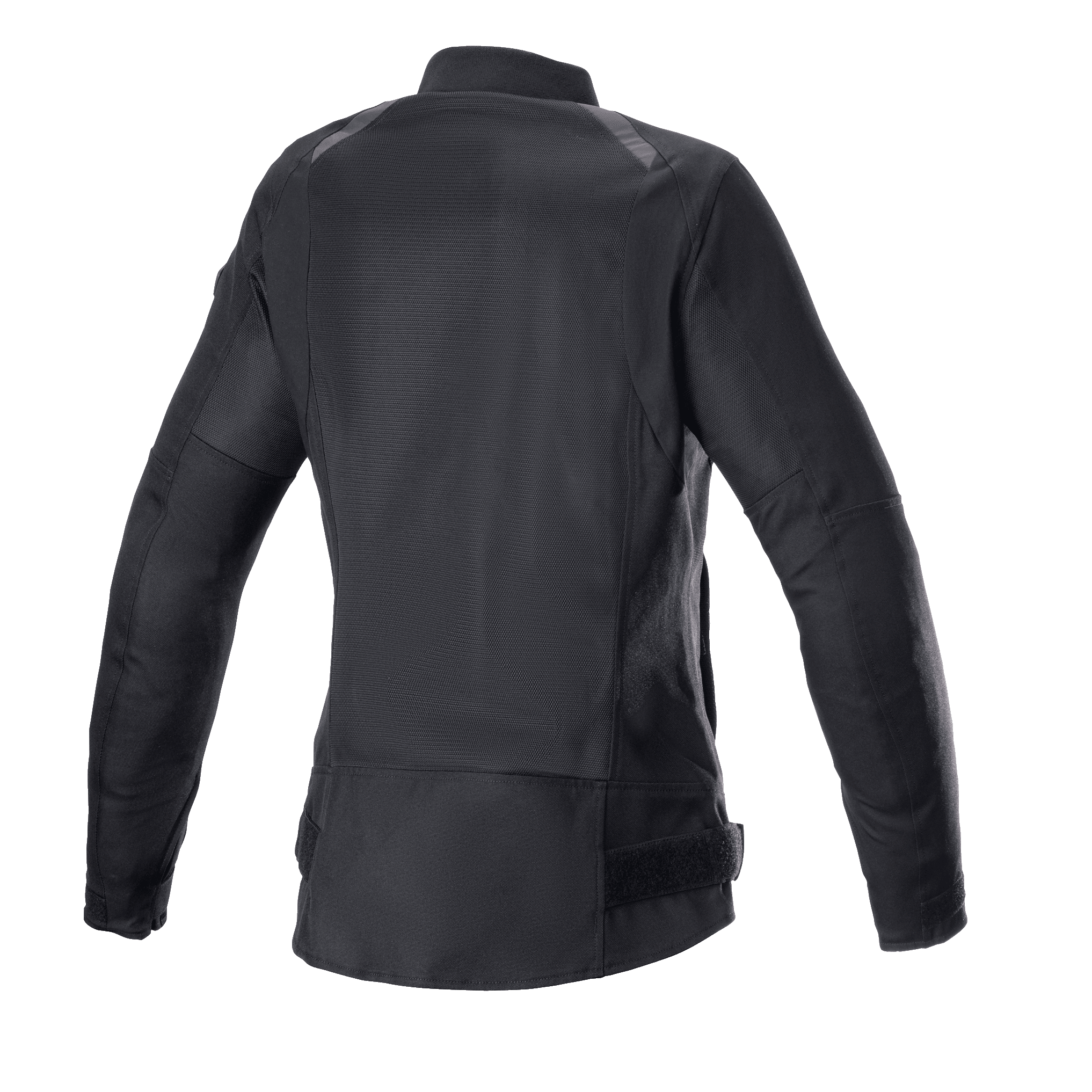 Giacca Air Eloise V2 Donna Alpinestars, nero, vista posteriore di giacca da moto stile bomber, ampi pannelli in rete per il raffreddamento, profilo posteriore allungato, resistente tessuto poli-fabric 600D e costruzione in rete