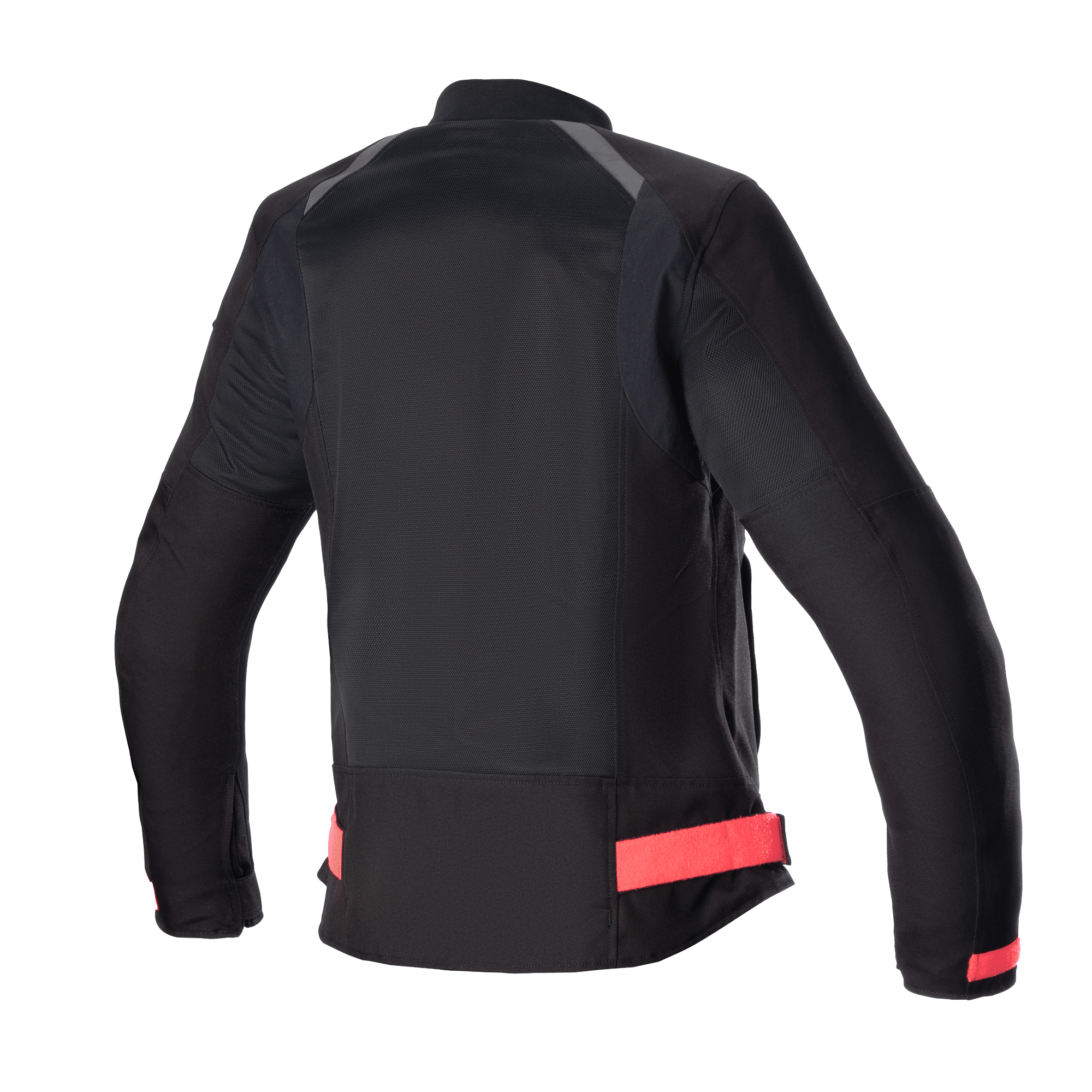 Alpinestars Eloise V2 Women's Air Jacket, giacca da moto da donna, nero con dettagli Diva Pink, vista posteriore con ampi pannelli in mesh per la ventilazione, cinghie rosa regolabili in vita e profilo posteriore allungato per il comfort di guida