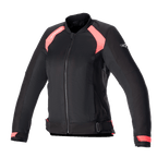 Alpinestars Eloise V2 Women's Air Jacket, nero e rosa Diva, giacca da moto in tessuto stile bomber con pannelli in mesh per la ventilazione, zip frontale, cinturini regolabili in vita e vestibilità ergonomica per motocicliste