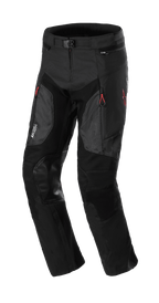 Alpinestars AMT 7 Air Pants, pantaloni protettivi da moto, nero Dark Shadow, con pannelli di ventilazione MATRYX sulle cosce, toppe rinforzate in pelle sulle ginocchia, tiranti delle zip rossi e cintura regolabile, costruzione in tessuto resistente per guida adventure