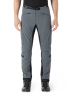Alpinestars Alden Pants, grigio Urban con pannelli neri, pantaloni tecnici da moto, vista frontale con tasche con zip e cintura magnetica integrata in vita, design softshell slim-fit per il pendolarismo urbano