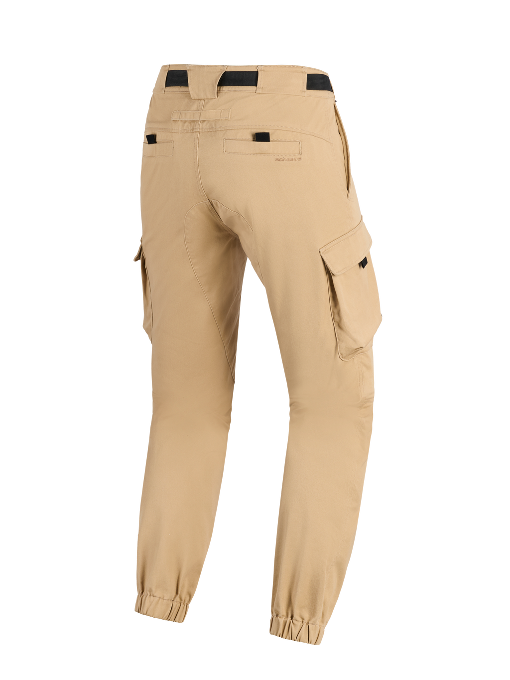 Alpinestars Pantaloni Cargo Flex-AST, Beige Chiaro, pantaloni da moto, vista posteriore con gambe affusolate ed orli elasticizzati, tasche cargo laterali e cinturino nero in vita, design d'ispirazione militare urbana