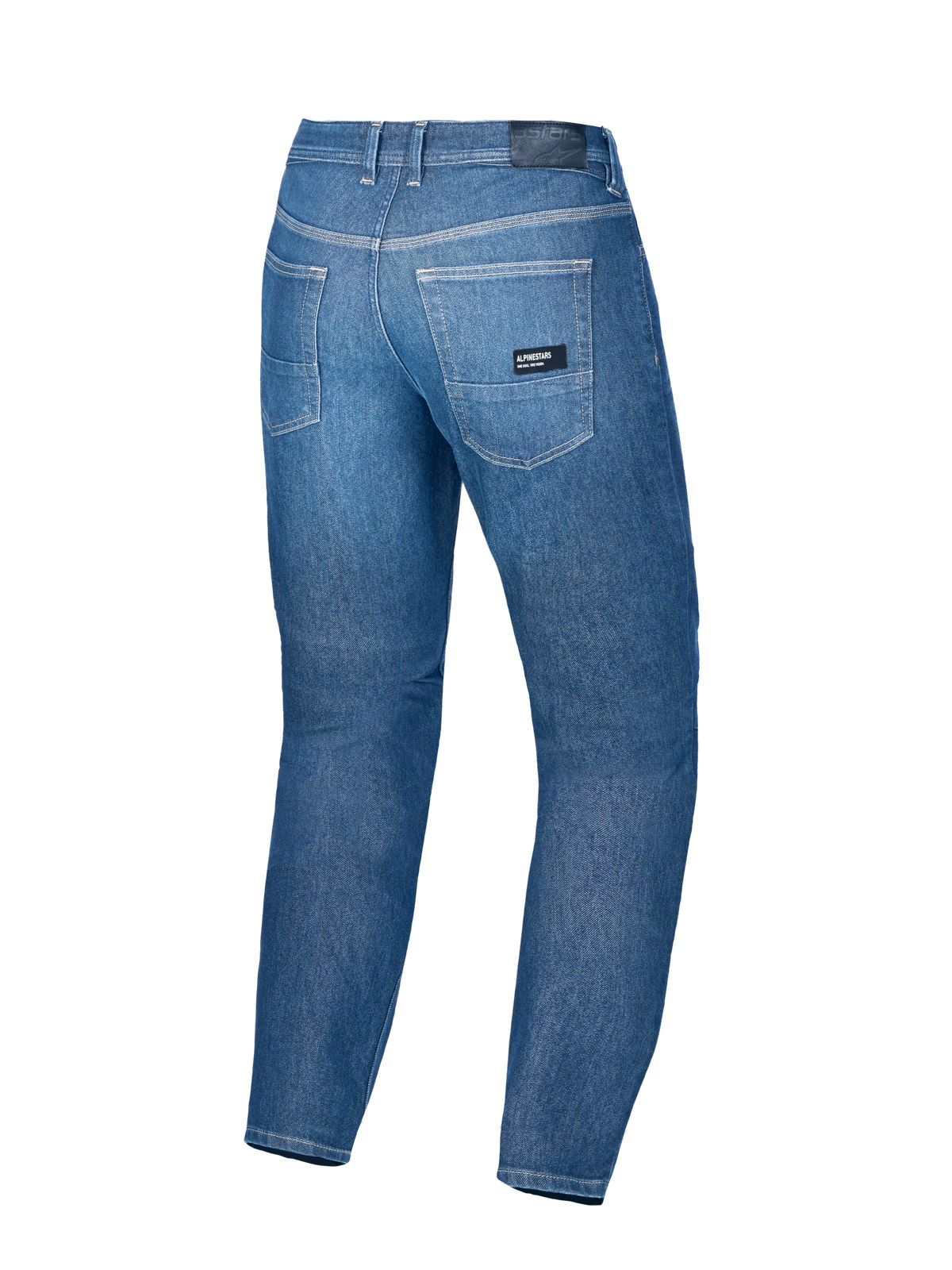 Alpinestars Flex Ast 7 Denim Pantaloni, pantaloni da moto urban, vista posteriore, azzurro chiaro, denim tecnico monostrato con tecnologia Cordura e Coolmax, certificati CE Classe AA