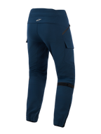 Pantaloni da moto Alpinestars Juggernaut V2, Night Navy, vista posteriore con tasche stile cargo, cinturini per la regolazione del volume sulle ginocchia e orli elasticizzati con cerniera, pantaloni tecnici urban in tessuto
