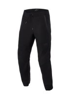 Pantaloni Alpinestars Aeroshell Airflow, nero, pantaloni da moto sportivi e touring leggeri, caratterizzati da ampi pannelli in rete per la ventilazione, vita elasticizzata con coulisse, gambe pre-curvate e discreto logo tono su tono sulla coscia.