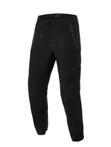 Pantaloni Alpinestars Aeroshell Airflow, nero, pantaloni da moto sportivi e touring leggeri, caratterizzati da ampi pannelli in rete per la ventilazione, vita elasticizzata con coulisse, gambe pre-curvate e discreto logo tono su tono sulla coscia.