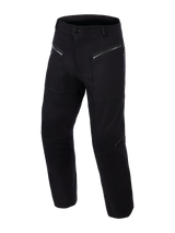 Alpinestars Flex-AST Canvas Pants, Urban Motorcycle Pants, Black, featuring zippered gusseted front pockets, ergonomic pre-shaped knees, stretch canvas textile, workwear-inspired design for urban riding