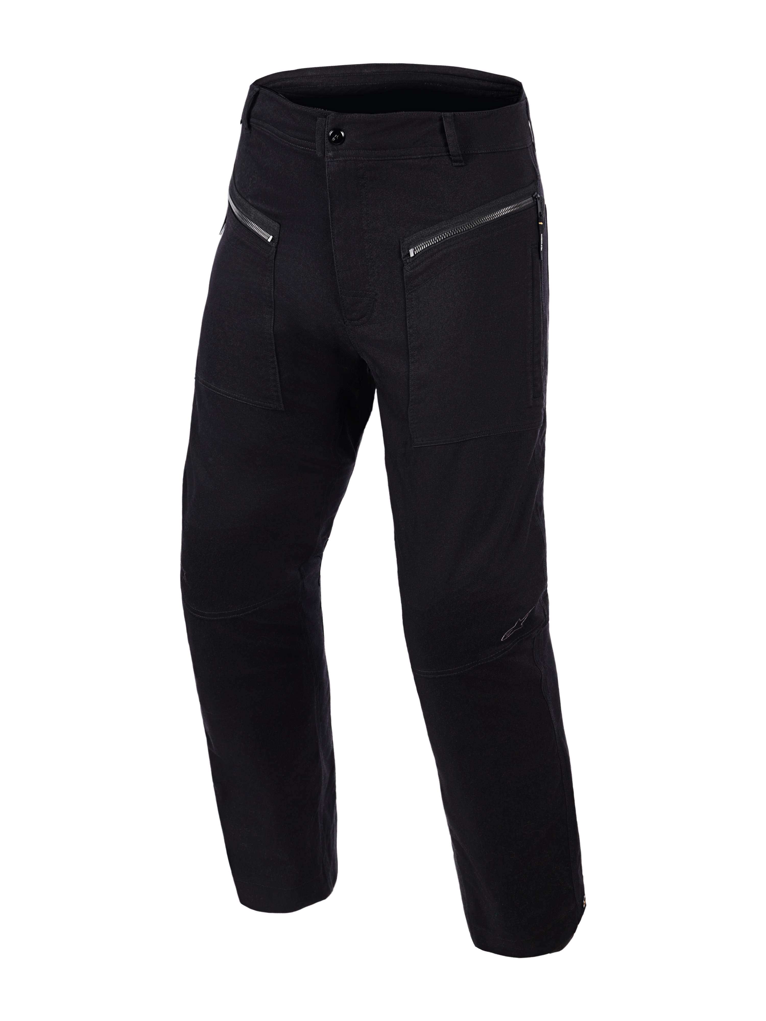 Pantaloni Alpinestars Flex-AST Canvas, pantaloni da moto urbani, nero, con tasche anteriori a soffietto con cerniera, ginocchia ergonomiche pre-sagomate, tessuto in tela elasticizzata, design ispirato allo stile workwear per la guida urbana