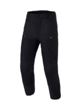Alpinestars Explore AST Pants Short, pantaloni da moto adventure, nero, vista frontale, costruzione in ripstop tecnico elasticizzato, tasche cargo diagonali con zip, design ergonomico per la guida in climi caldi