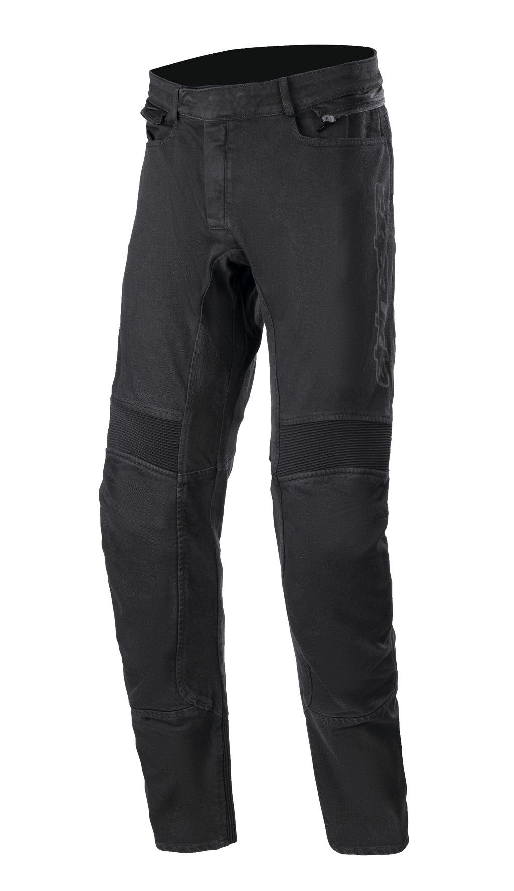 Alpinestars SP Pro Pants, pantaloni tecnici da moto, nero, denim elasticizzato slim fit con pannelli flessibili a soffietto sulle ginocchia, tasche laterali con zip e triple cuciture resistenti