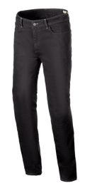 Alpinestars Cult-8 Stretch Denim Pants, jeans da moto, nero, vestibilità regular rilassata con gamba dritta, design a cinque tasche, tessuto elasticizzato monostrato con cuciture tono su tono, stile urbano casual