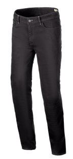 Alpinestars Cult-8 Stretch Denim Pants, jeans da moto, nero, vestibilità regular rilassata con gamba dritta, design a cinque tasche, tessuto elasticizzato monostrato con cuciture tono su tono, stile urbano casual