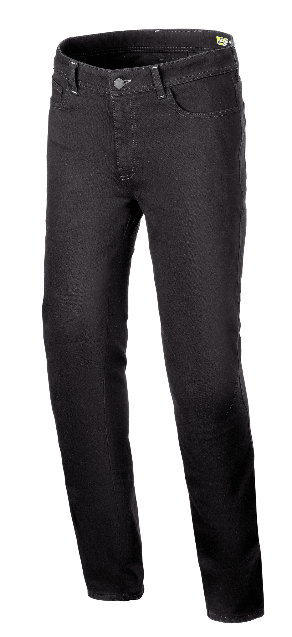 Alpinestars Cult-8 Stretch Denim Pants, jeans da moto, nero, vestibilità regular rilassata con gamba dritta, design a cinque tasche, tessuto elasticizzato monostrato con cuciture tono su tono, stile urbano casual