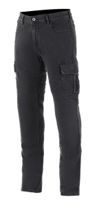 Alpinestars Barton Riding Cargo Pants, pantaloni cargo da moto per guida urbana, Rinse Plus Black, con tasche cargo con alette, passanti per cintura e gamba affusolata, look denim casual stonewashed con robusta costruzione in tessuto