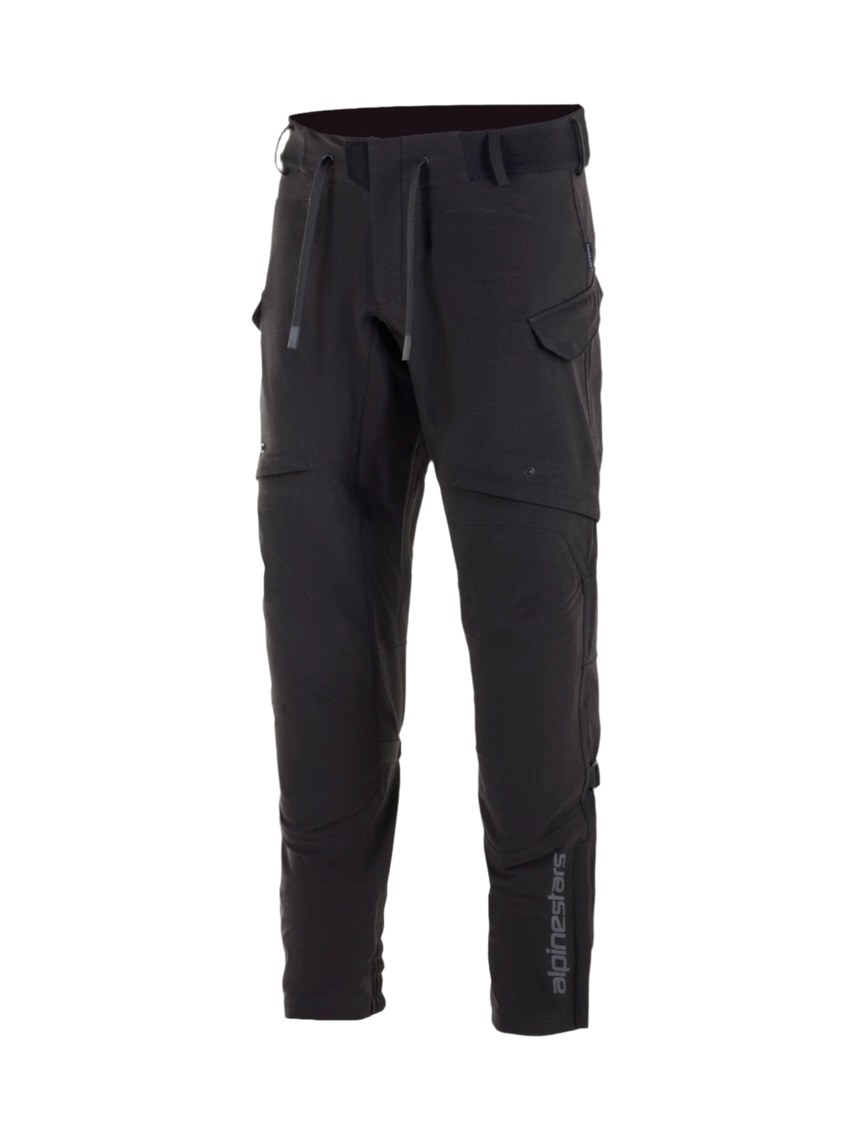 Alpinestars Pantaloni Juggernaut Impermeabili, pantaloni da moto urban da uomo, nero, in softshell tecnico con ginocchiere integrate, tasche cargo e logo laterale grigio
