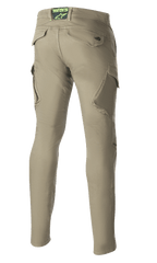 Pantaloni Alpinestars Caliber Slim Fit Tech Riding, Verde Militare, vista posteriore con tasche cargo inclinate e silhouette slim affusolata, logo Astars sulla fascia in vita posteriore, pantaloni da moto resistenti in stile urban combat