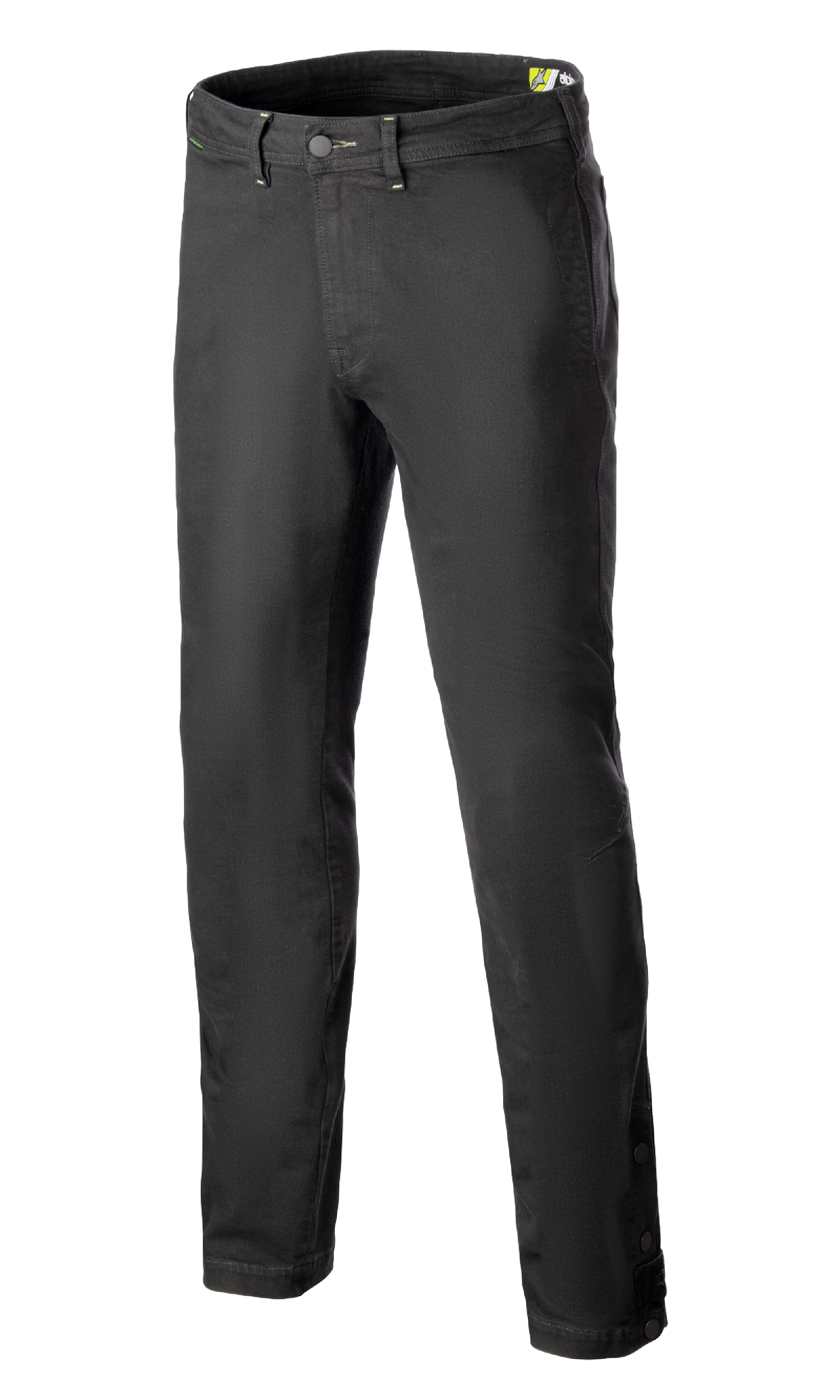 Alpinestars Stratos Regular Fit Tech Riding Pants, pantaloni da moto, grigio antracite, design casual stile jogger con gamba affusolata, chiusura in vita con bottone, bottoni a pressione regolabili alle caviglie, realizzati in denim Cordura per uno stile urban street