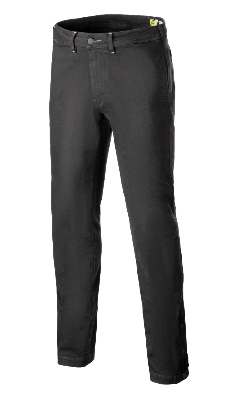Alpinestars Stratos Regular Fit Tech Riding Pants, pantaloni da moto, grigio antracite, design casual stile jogger con gamba affusolata, chiusura in vita con bottone, bottoni a pressione regolabili alle caviglie, realizzati in denim Cordura per uno stile urban street