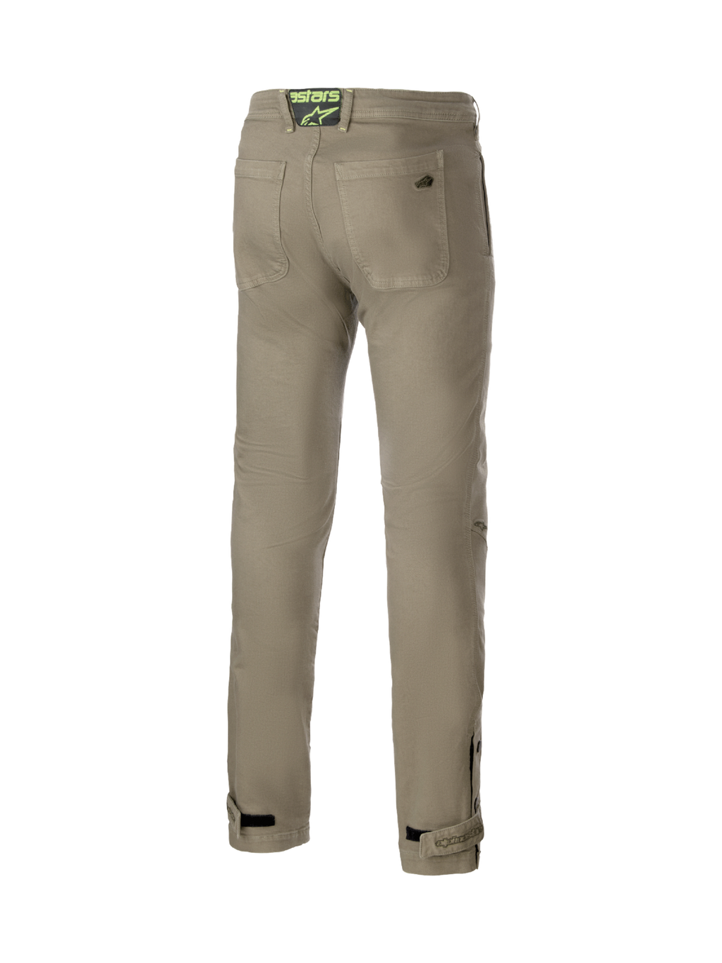 Alpinestars Pantaloni Stratos Regular Fit Tech, pantaloni moto urban uomo, verde militare, denim Cordura, vista posteriore