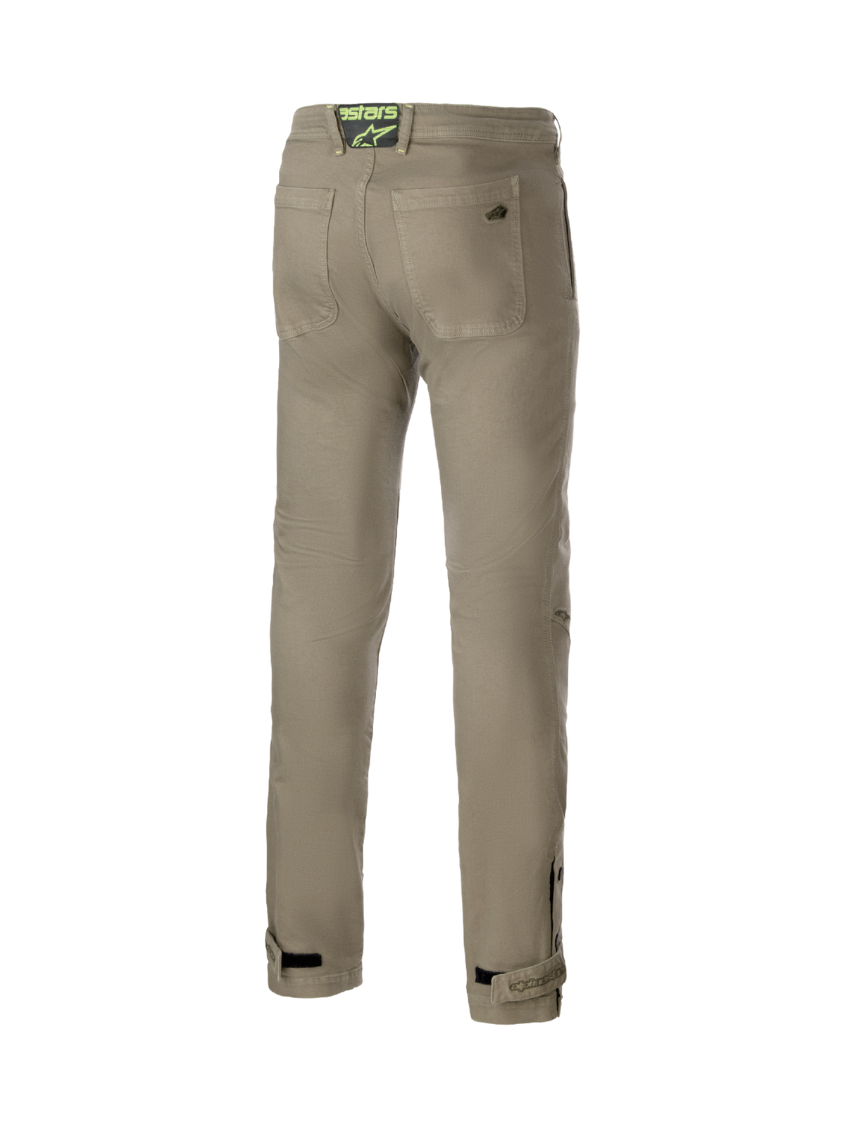 Alpinestars Pantaloni Stratos Regular Fit Tech, pantaloni moto urban uomo, verde militare, denim Cordura, vista posteriore