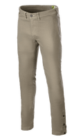 Alpinestars Stratos Regular Fit Tech Riding Pants, pantaloni tecnici da moto verde militare, caratterizzati da un design affusolato, chiusura con bottone e zip, passanti per cintura e bottoni regolabili alla caviglia
