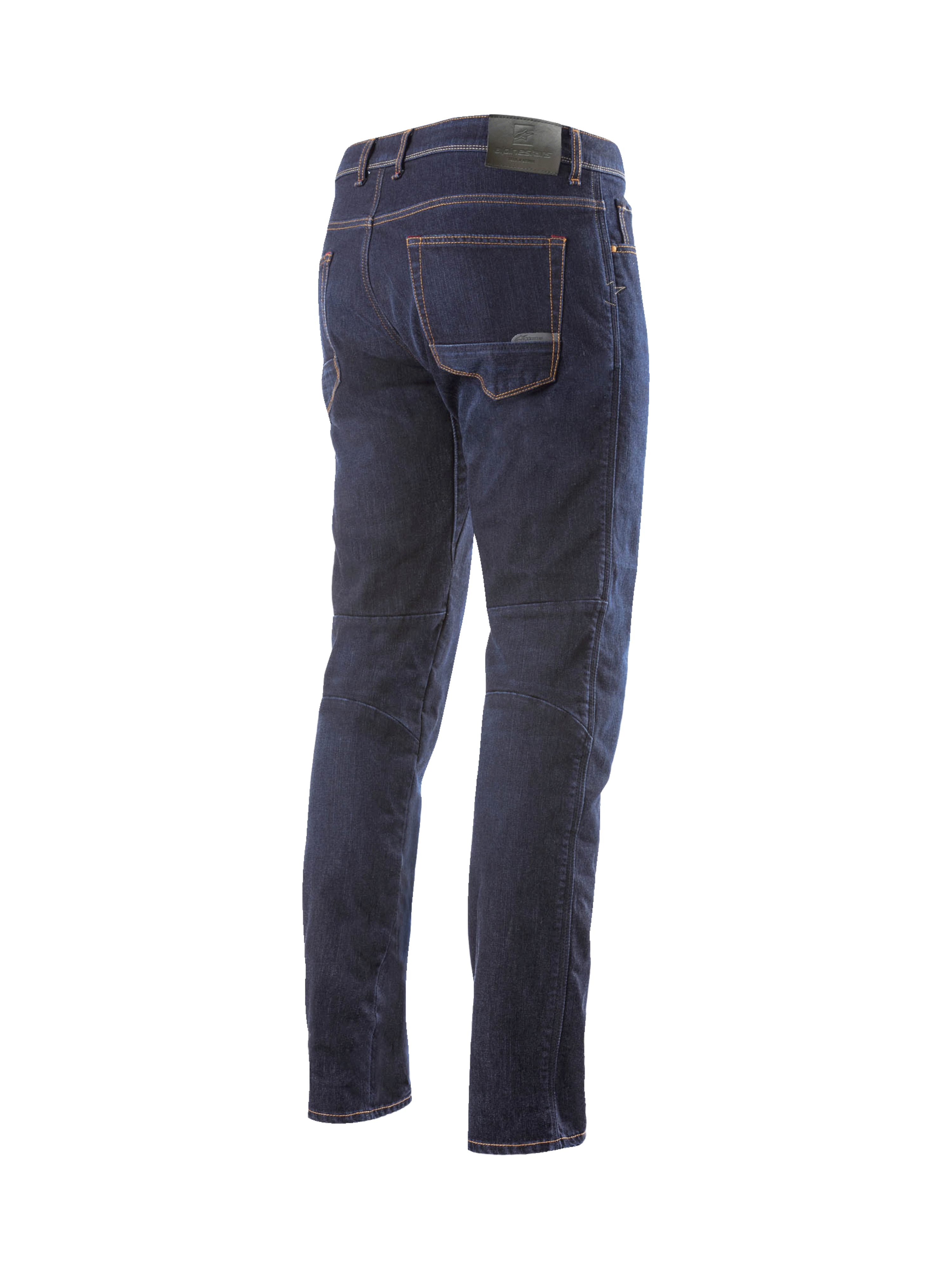 Alpinestars Pantaloni jeans Radium, jeans da moto da uomo blu scuro, denim Cordura elasticizzato, vestibilità standard, vista posteriore