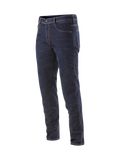 Alpinestars Pantaloni Jeans Radium, jeans da moto da uomo in denim Cordura elasticizzato blu scuro, con protezioni Bio-Flex sottili per guida urbana e sportiva.